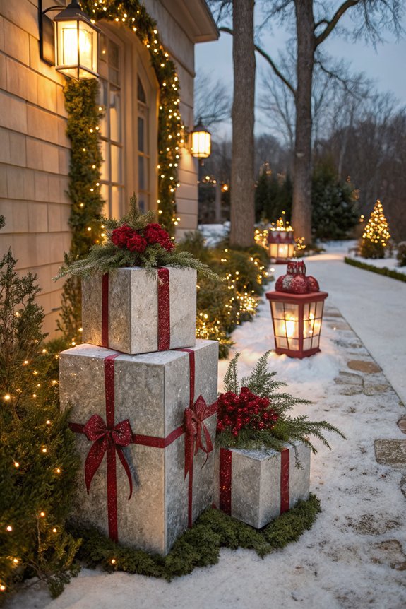festive outdoor gift decor