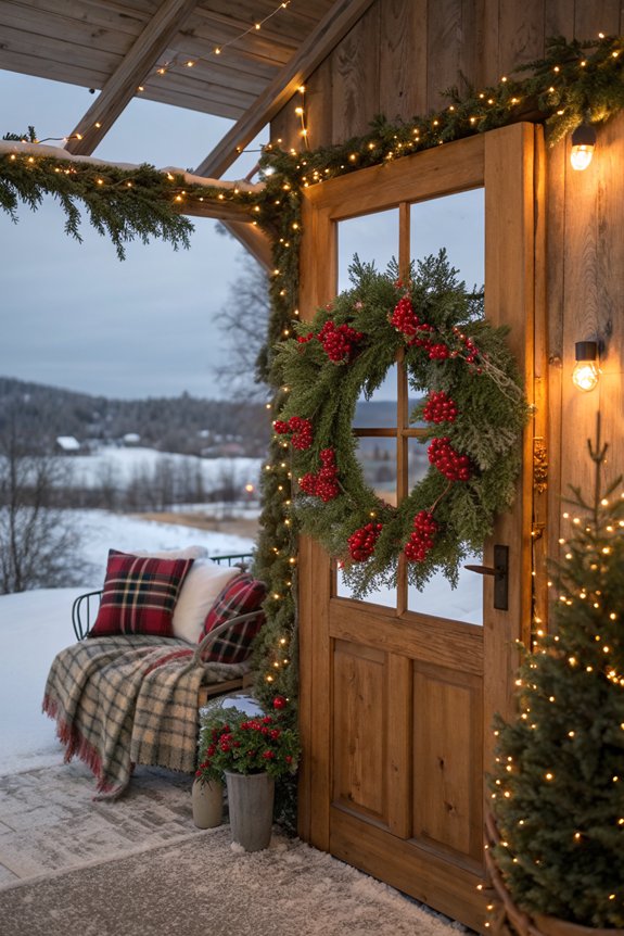festive patio door wreath