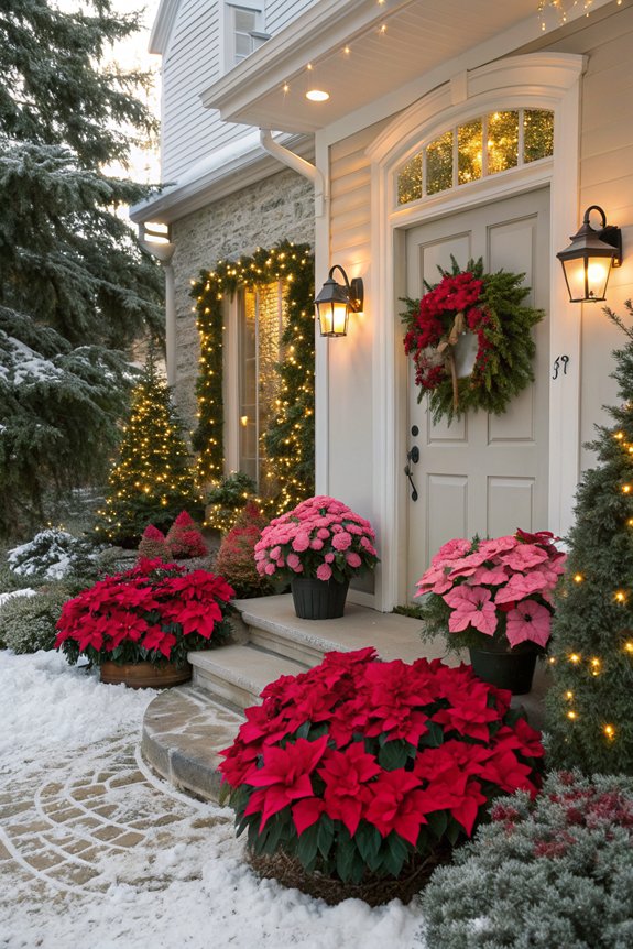festive poinsettia garden decor
