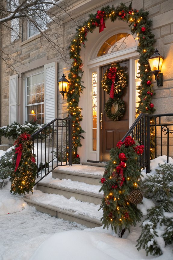 festive railing garland decorations