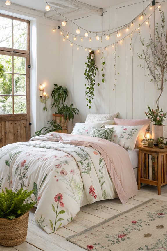 floral patterns brighten bedrooms