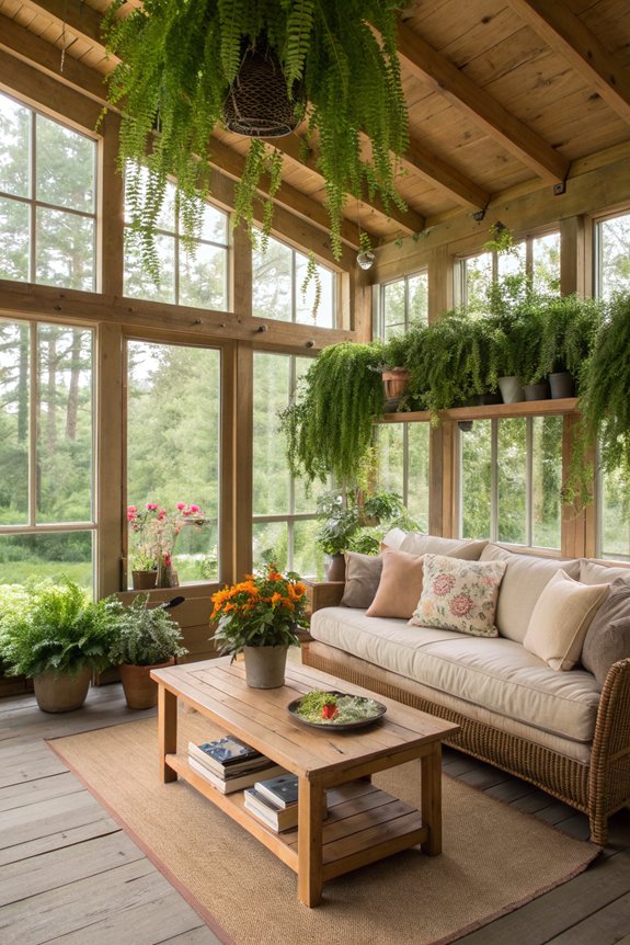 fresh greenery enhances sunroom