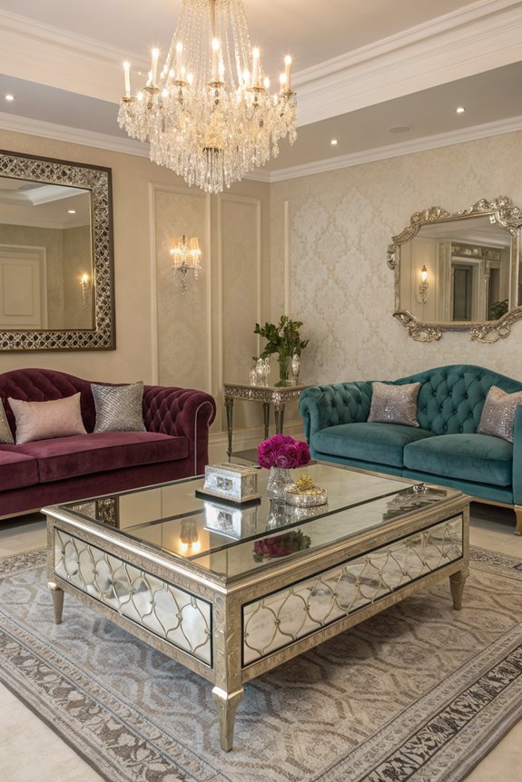 glamorous mirrored furniture accents
