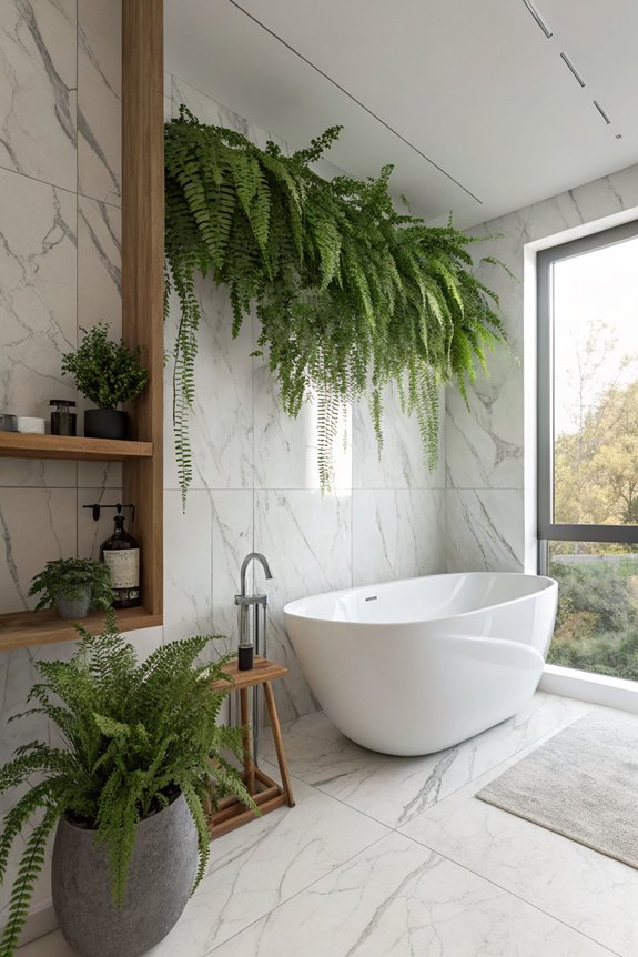greenery enhances bathroom serenity