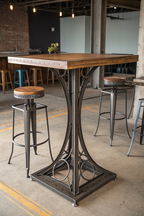 industrial metal accented dining tables