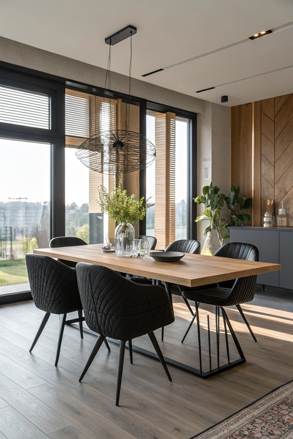 light tables black chairs