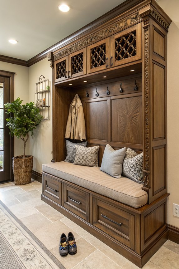 luxe mudroom bench accents