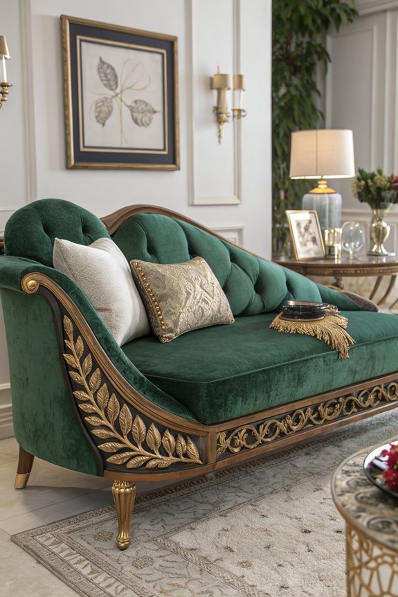 luxurious velvet chaise lounges