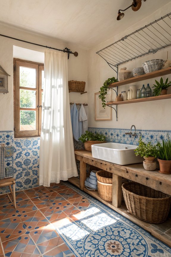 mediterranean inspired laundry decor