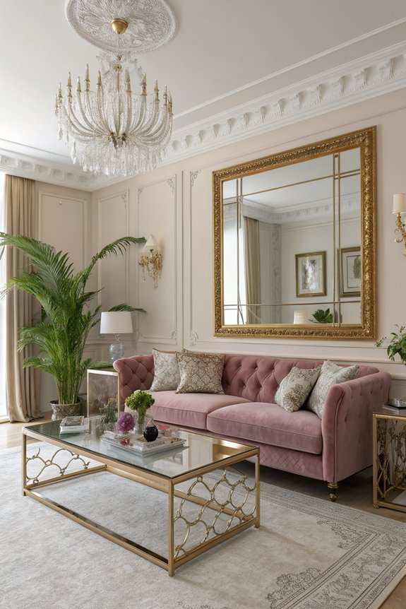 mirrored accents enhance decor