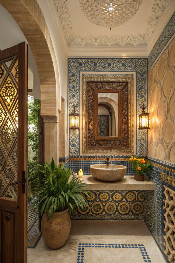 moroccan artwork bathroom focal point