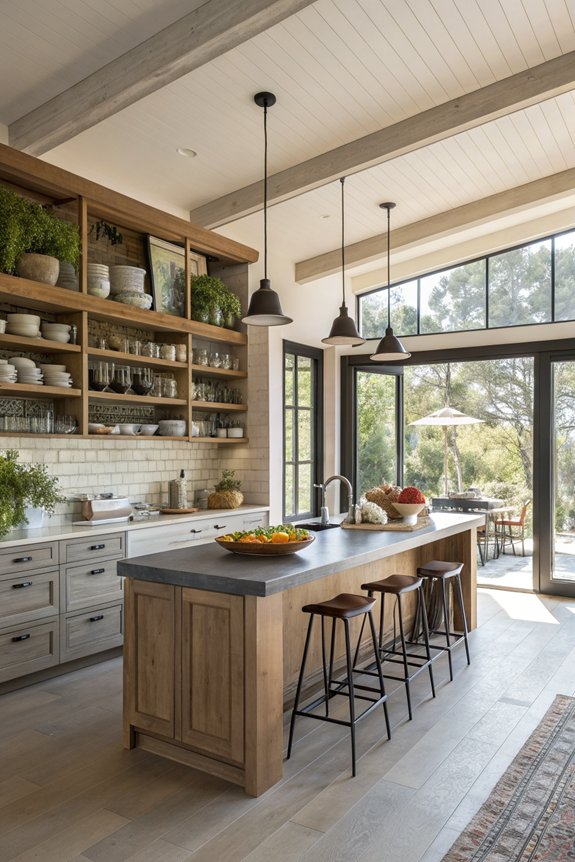 open shelving enhances functionality