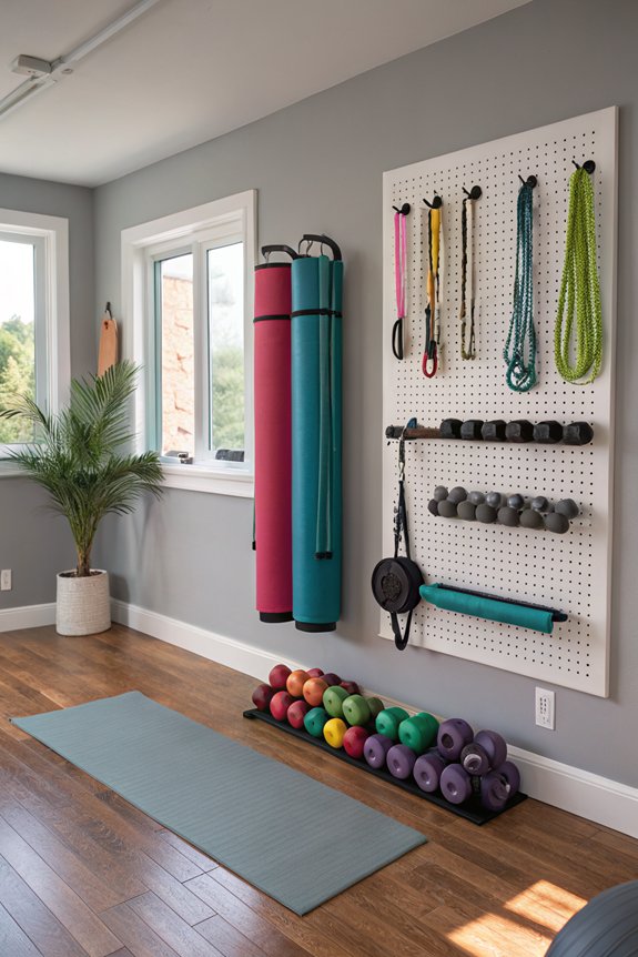organize gym with pegboards