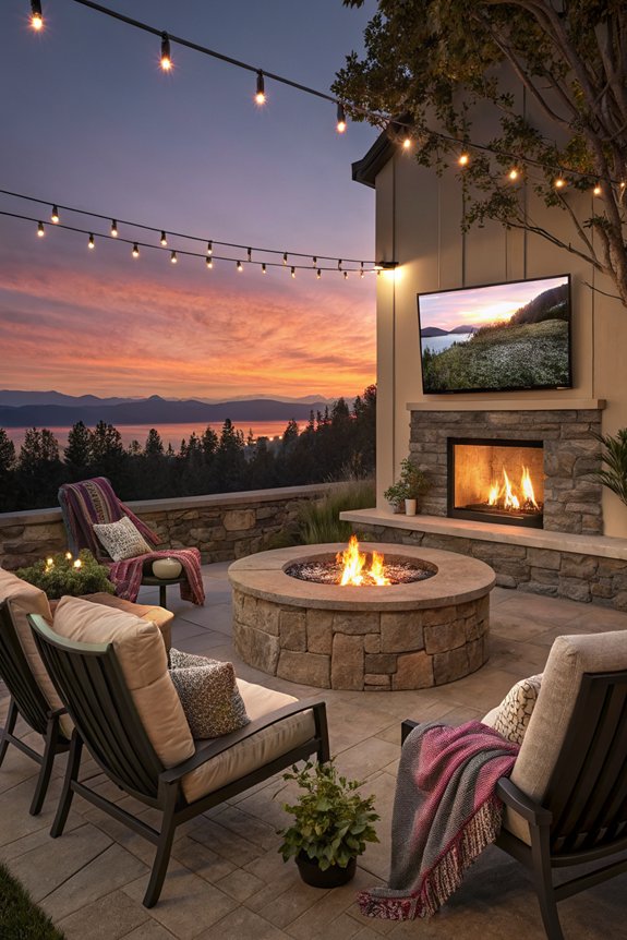outdoor tv fire pit setup