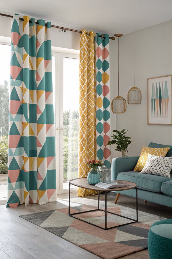 playful geometric curtain designs