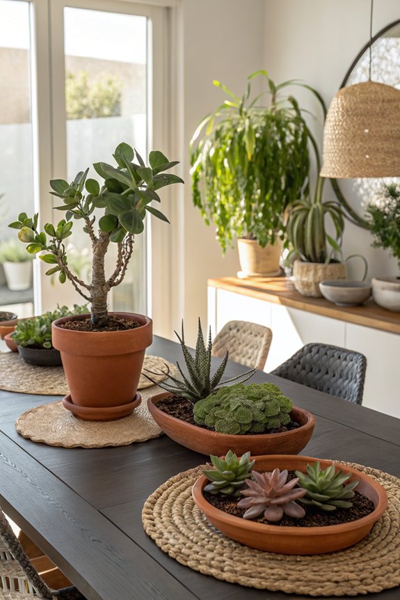 potted plants enhance dining