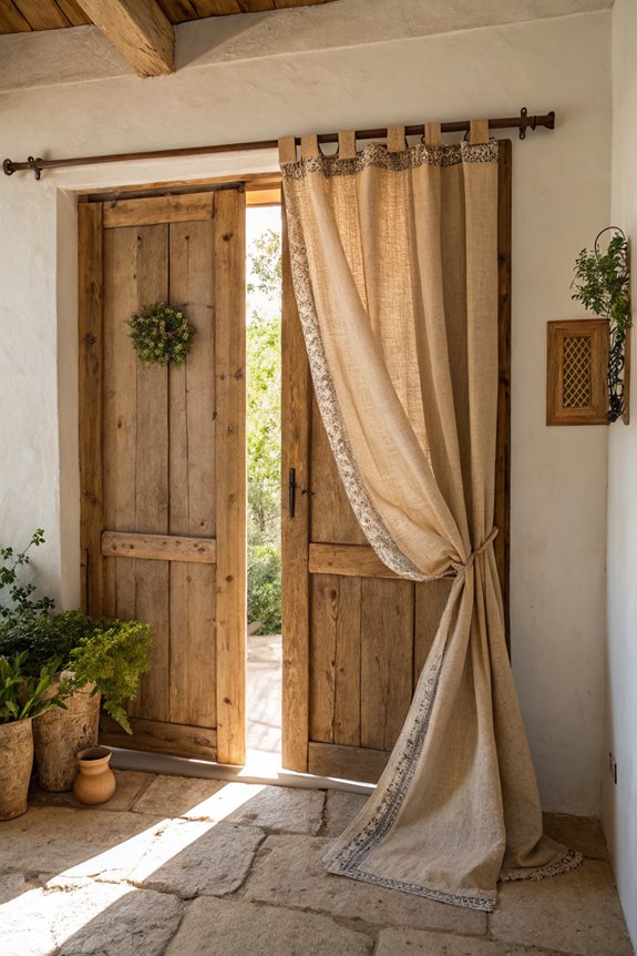 rustic burlap closet curtains