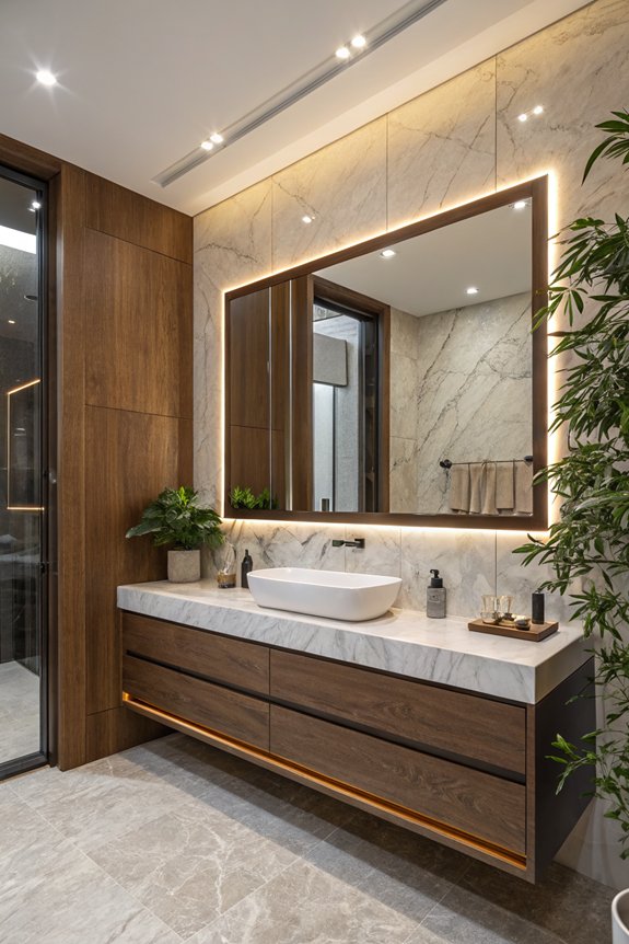 seamless modern bathroom mirrors