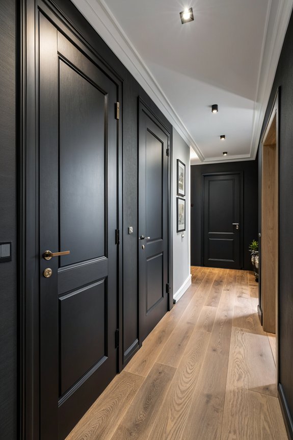 sleek minimalist black doors