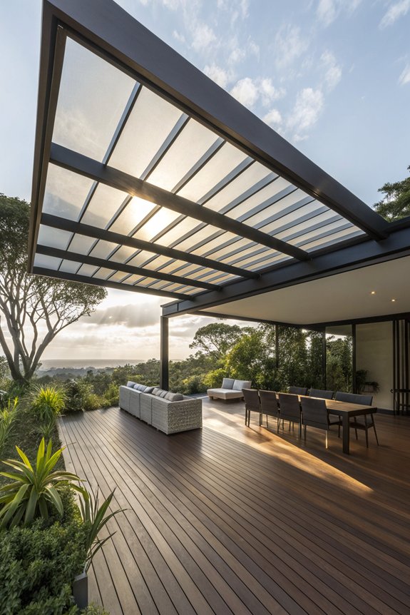 sleek minimalist patio roofs