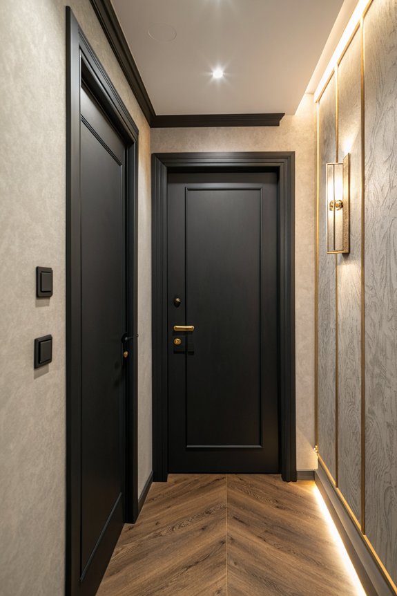 space saving black bedroom doors