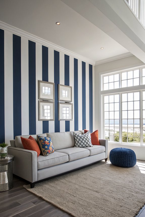 stripes enhance living room