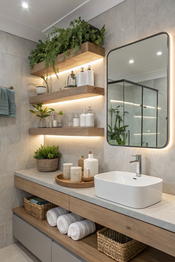 stylish floating shelf organization