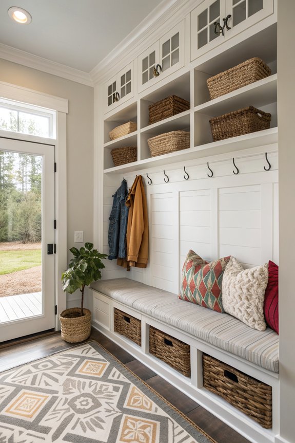 stylish rugs enhance mudroom