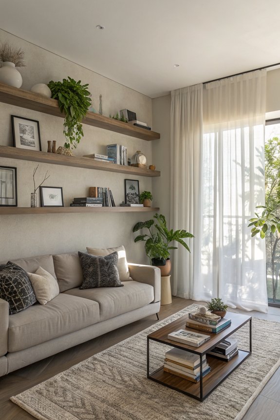 stylish shelving enhances organization