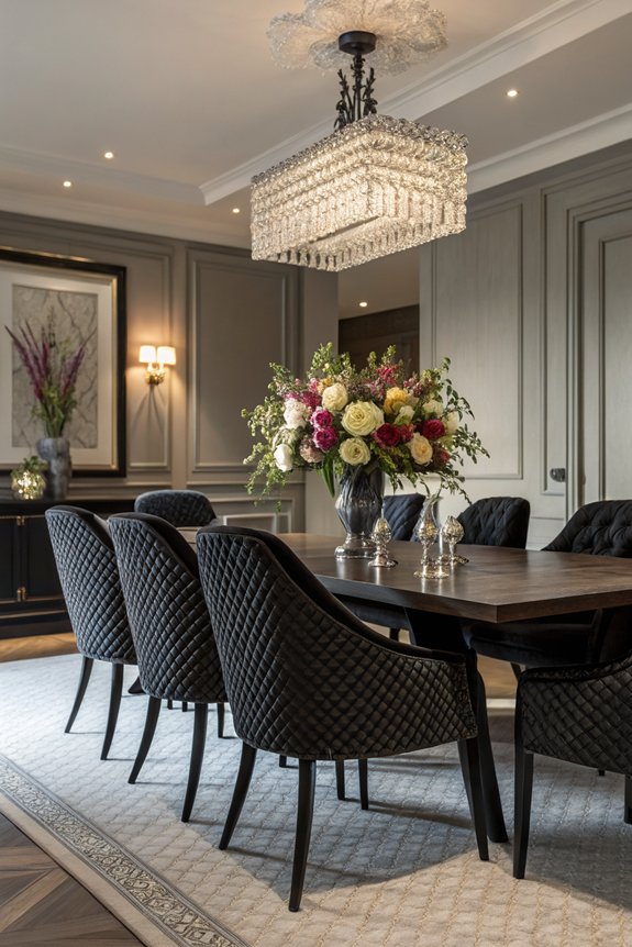 textured black dining chairs