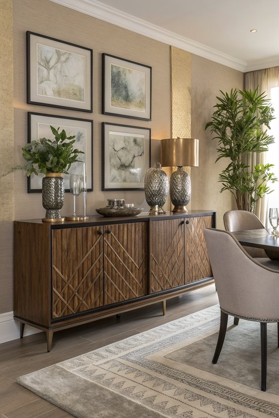 textured sideboards enhance dining