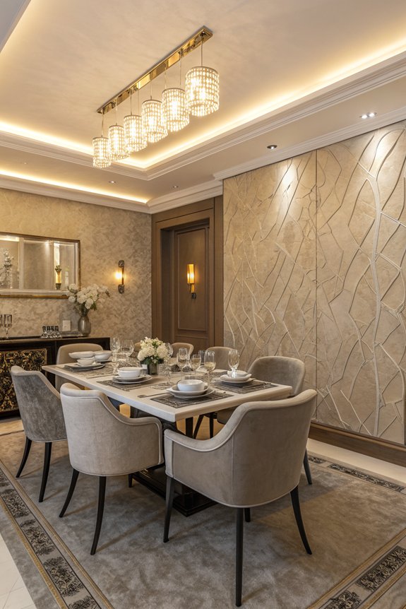 textured walls enhance dining