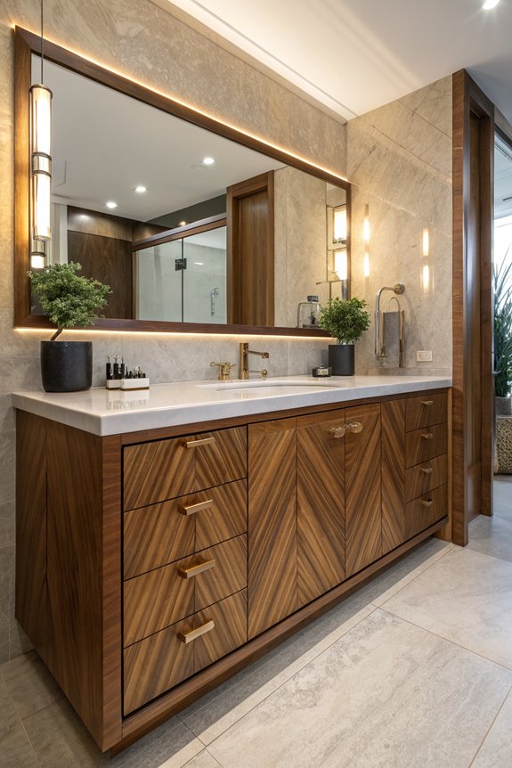 textured walnut vanities appeal
