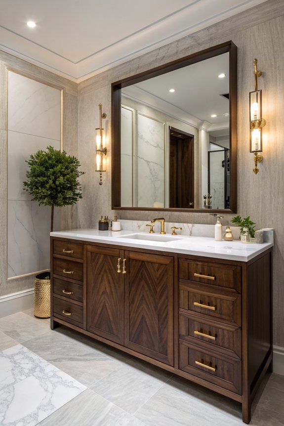 transitional walnut vanity design