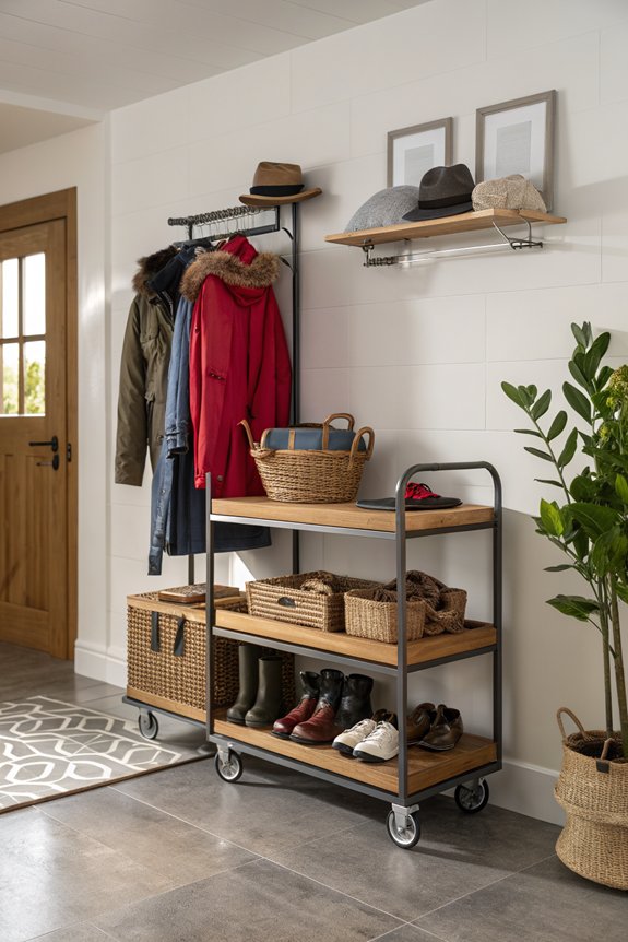 versatile portable mudroom carts