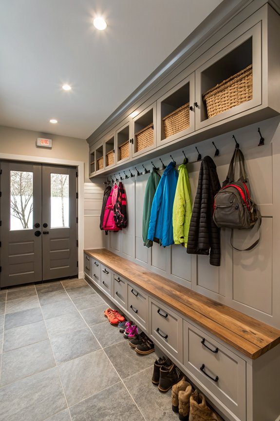 vertical space mudroom organization