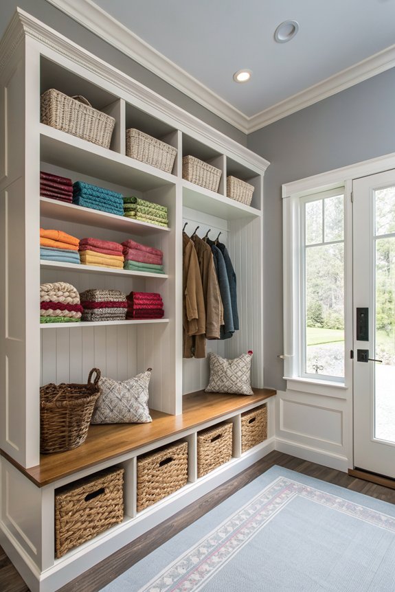 vertical storage for mudroom