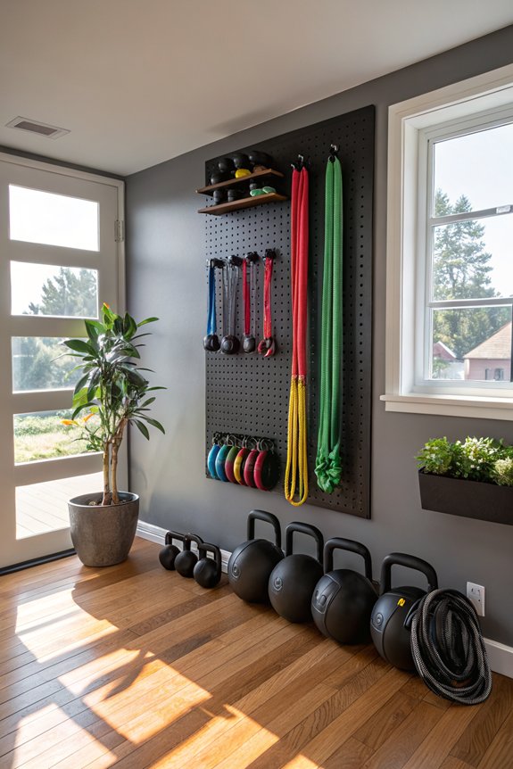 vertical storage with pegboards