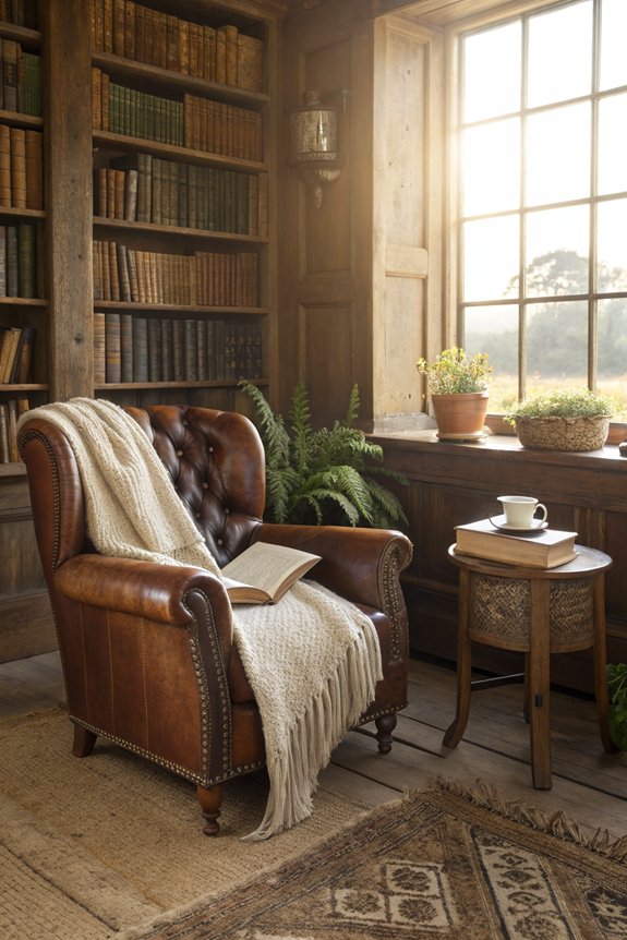 vintage armchair reading nook