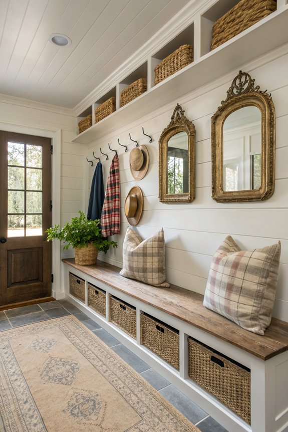 vintage mirrors enhance mudroom charm