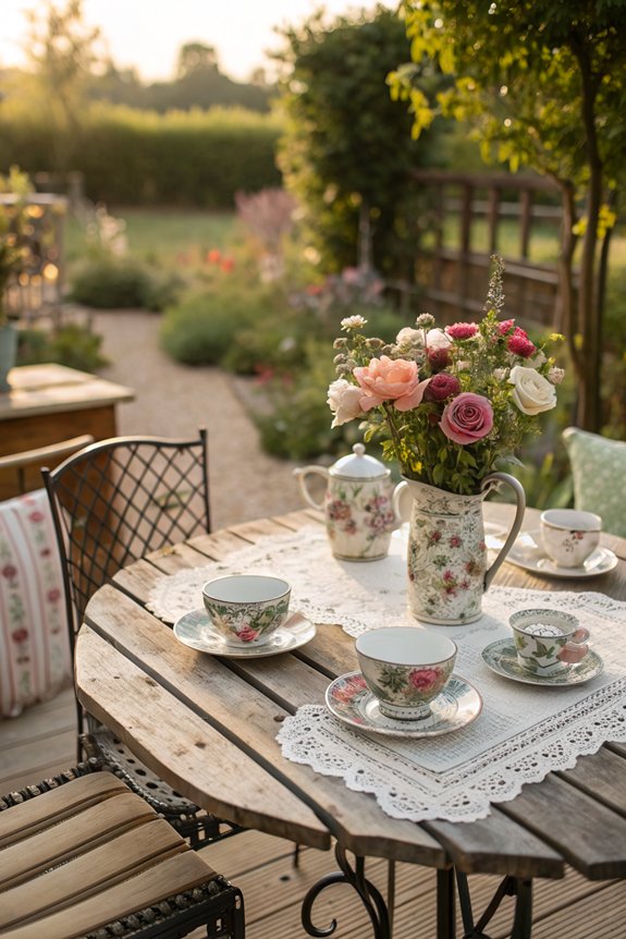 vintage tea table setup