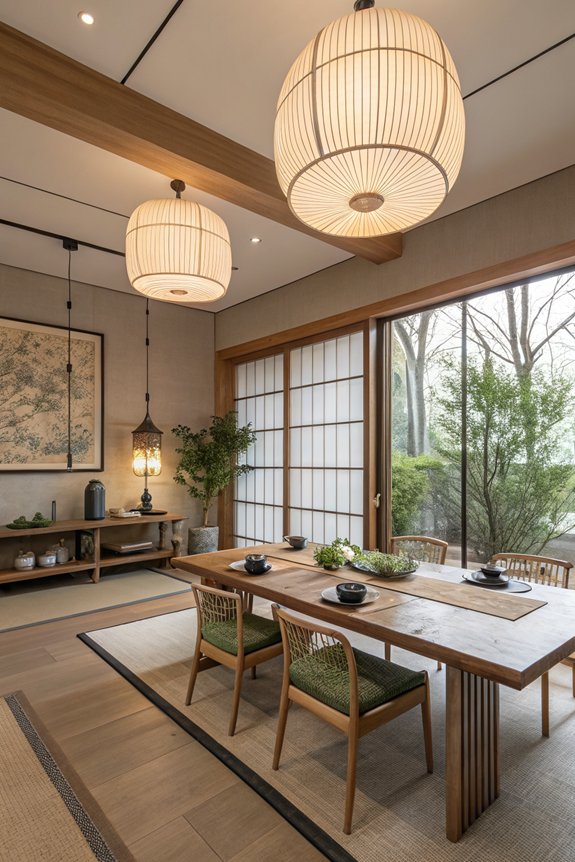 warm minimalist dining lighting