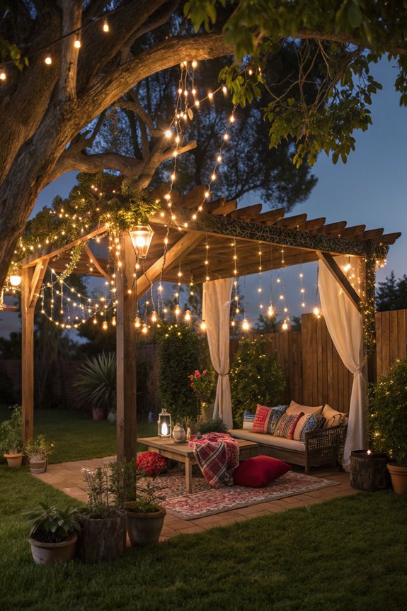 whimsical backyard string lights