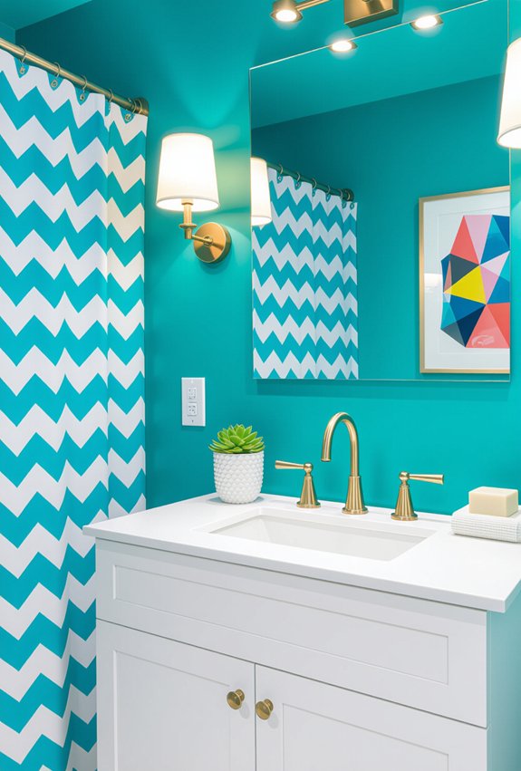 bold colors enhance bathrooms