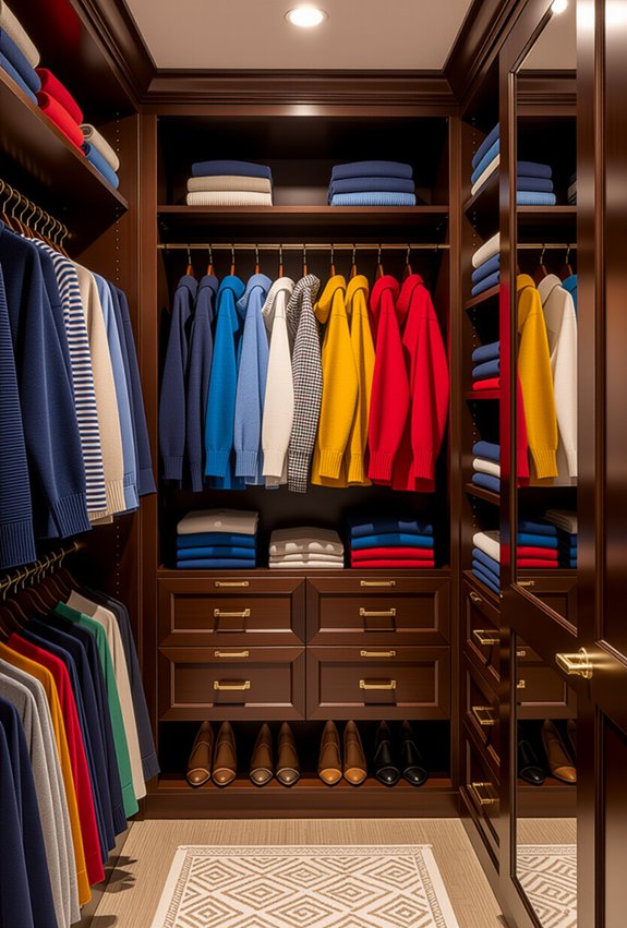 color coded wardrobe organization