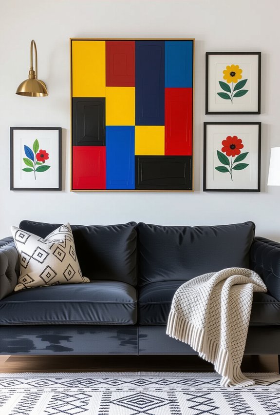 gallery wall behind couch