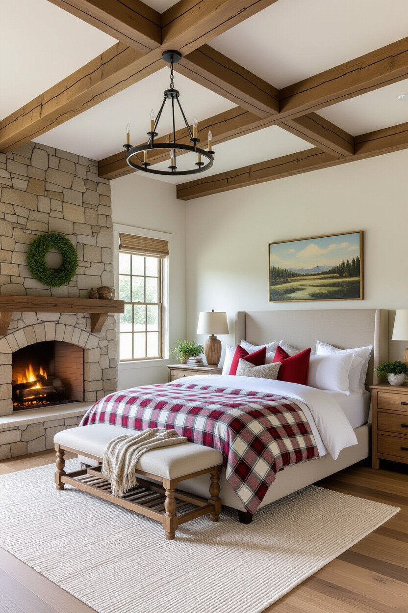 Rustic master bedroom with wooden accents