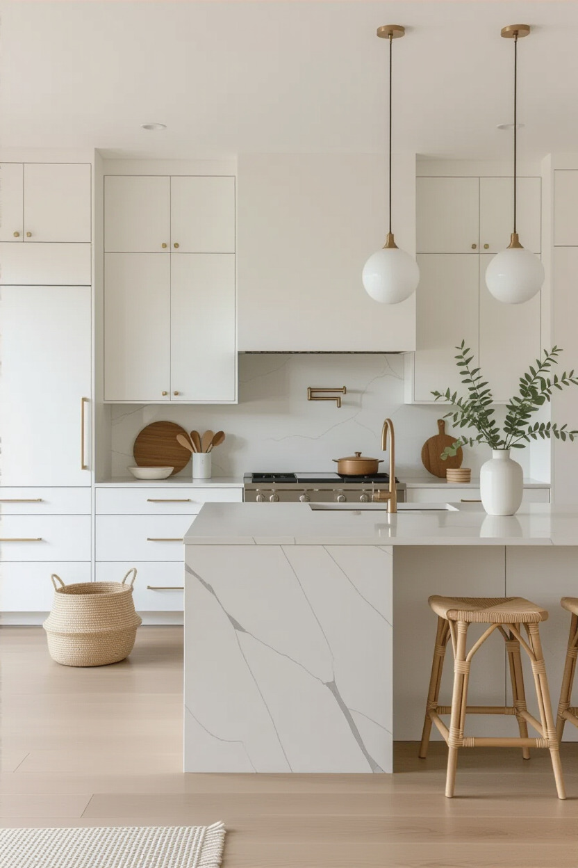 Minimalist kitchen with clean lines and a neutral color palette
