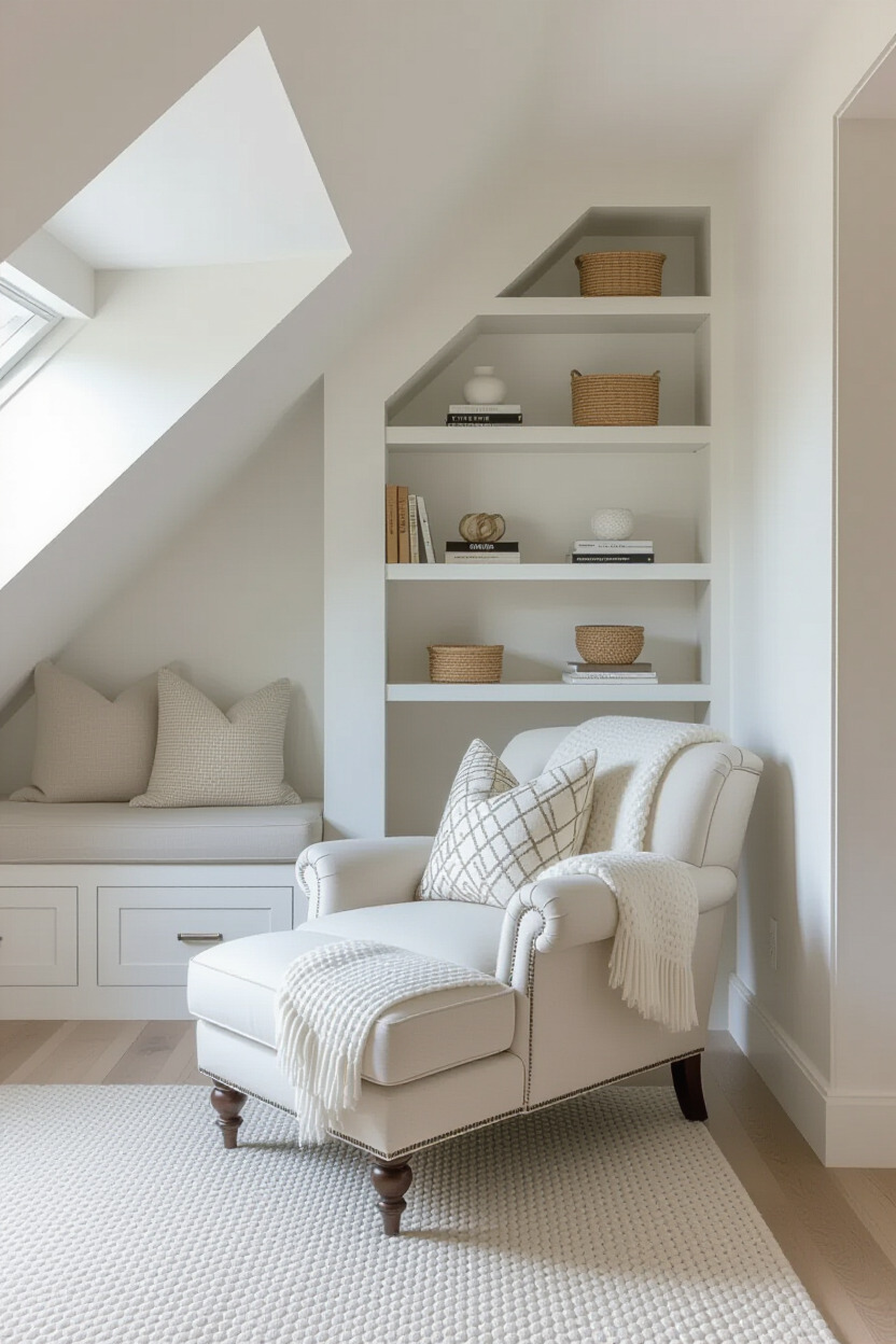 Loft bedroom featuring a cozy reading nook