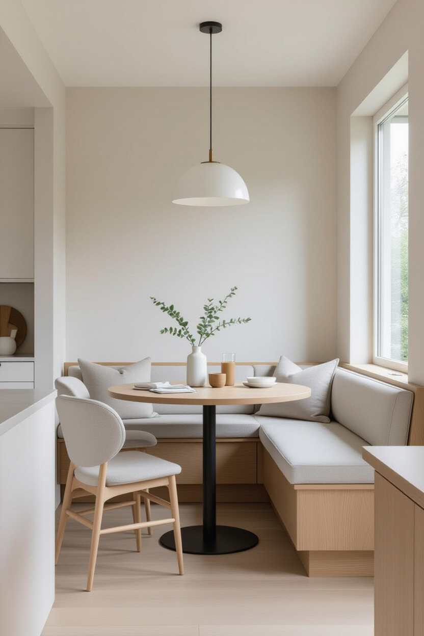 Minimalist modern breakfast nook with sleek furniture